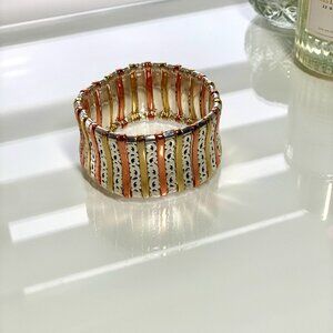 Vintage Tricolor Stretch Bracelet – Silver, Gold & Copper
